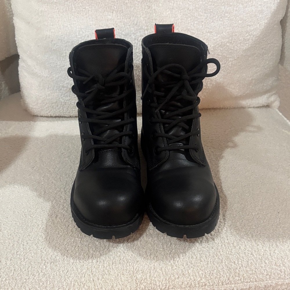 Women's Black Combat Boots - Lace-Up Moto Style